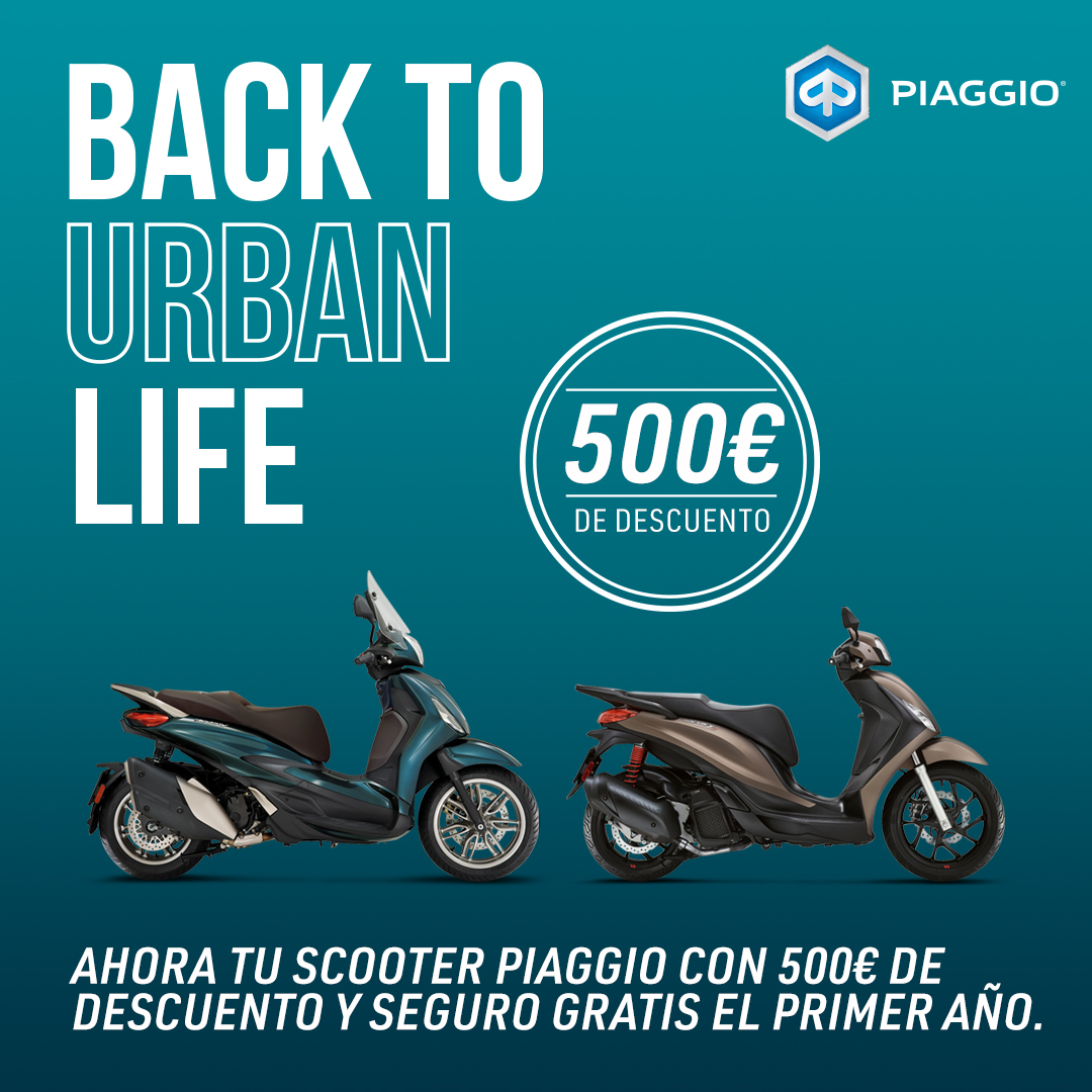Ahora tu scooter Piaggio con 500 € de descuento y seguro gratis el primer año